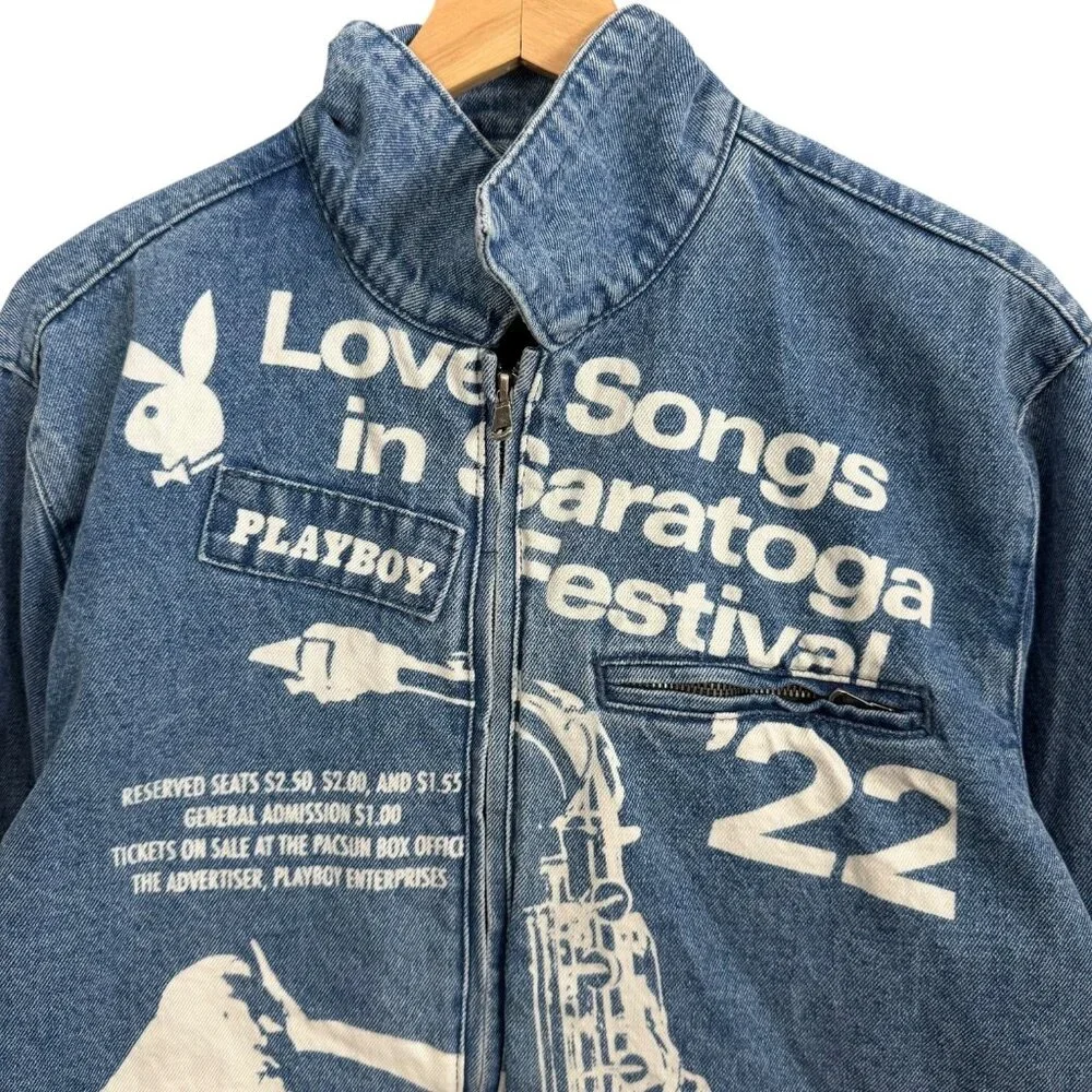 Playboy Pacsun Love Songs Saratoga‎ Festival 22 Denim Harrington Work Jacket S